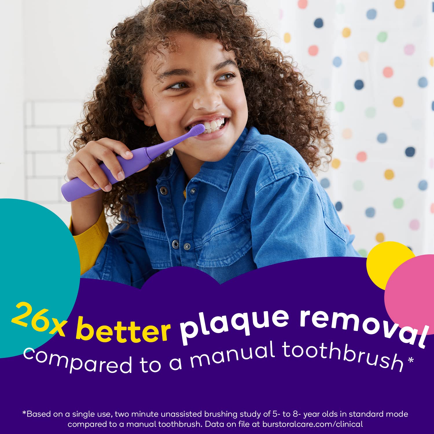 Burst Kids & Toddlers Electric Toothbrush (Purple) | Soft Bristles | Two Minute Timer |