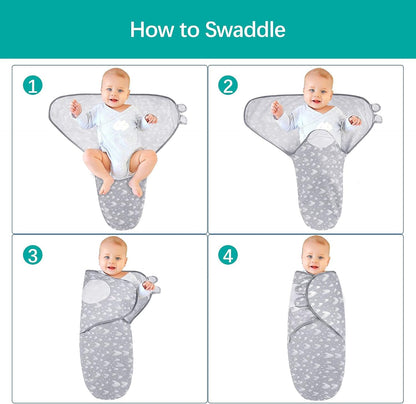 Biloban Baby Swaddles 0-3 Months for Boy Girls, Newborn, Organic Cotton Adjustable Blanket, Lovely