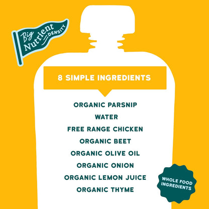 Serenity Kids 6+ Months Chicken Baby Food Pouches - BPA-Free Pouches - Free-Range Chicken & Organic
