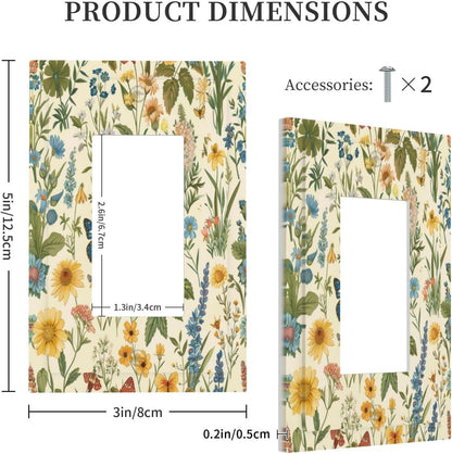 Decorative Outlet Covers Rustic Plant Garden Leaf Flower Butterfly 1 Gang Single Decora GFCI Device Light Switch Covers Plate 1 Rocker Wall Plate Jumbo Faceplate for Bedroom Home Decor
