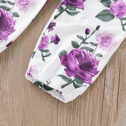 Newborn Baby Girl Clothes, Infant Girl Outfits Long Sleeve Ruffle Romper + Floral Pants + Headband Set