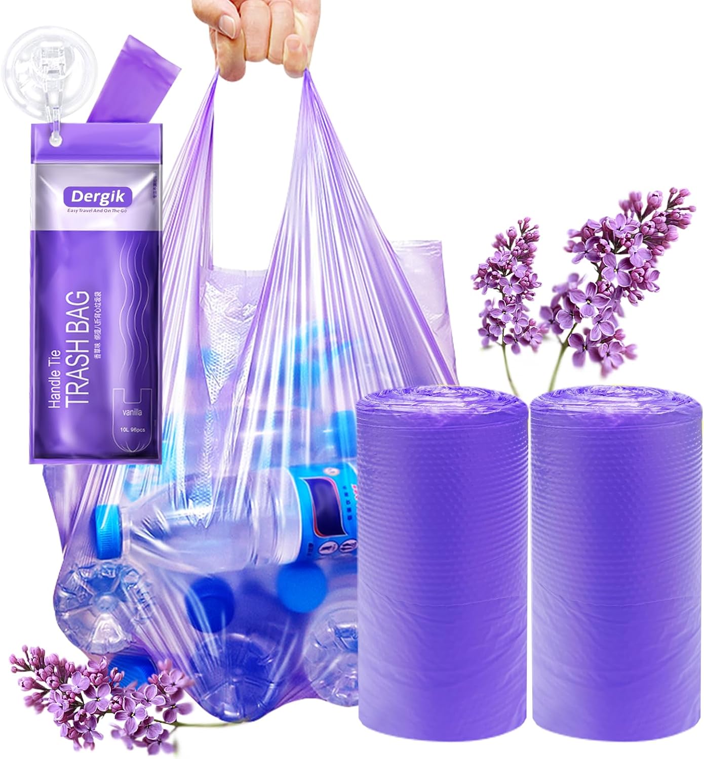 Large Adult Diaper Disposal Bags (18?™’x23?™â€?,96 Pcs, Scented, Elderly Waste Disposal, Baby Diapers Disposal Trash Bags, Sanitary Product Disposal at Home and Travel, Purple