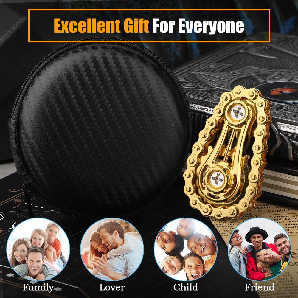 Fidget Chain Gear Toy, Metal Hand Roller Fidget Spinner for Kids Adults, Metal Assemble Sprockets