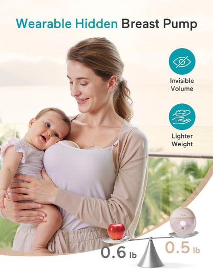 Paruu Hands Free Breast Pump P16, Wearable Breast Pump Electirc Portable with 4 Modes & 12 Levels
