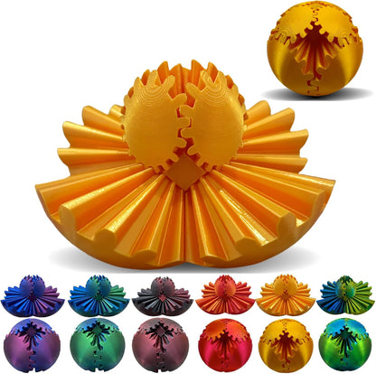 Gear Ball 3D Printed, The Steampunk Whirling Wonder Fidget Ball Toy, Gear Ball 3D Model Cube Fidget Toy, Funny Stress & Anxiety Relaxing Fidget Toy for Adults & Kids (Pink&Gray)