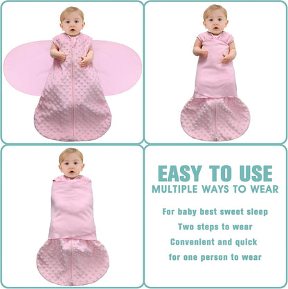 Fleece Newborn Sleep Sack Baby Swaddle,3-Way Adjustable Wearable Blanket,2 Pack Fleece Swaddling Sleeping Bag TOG 2.0， (Gray & Pink, 6-12 Months)