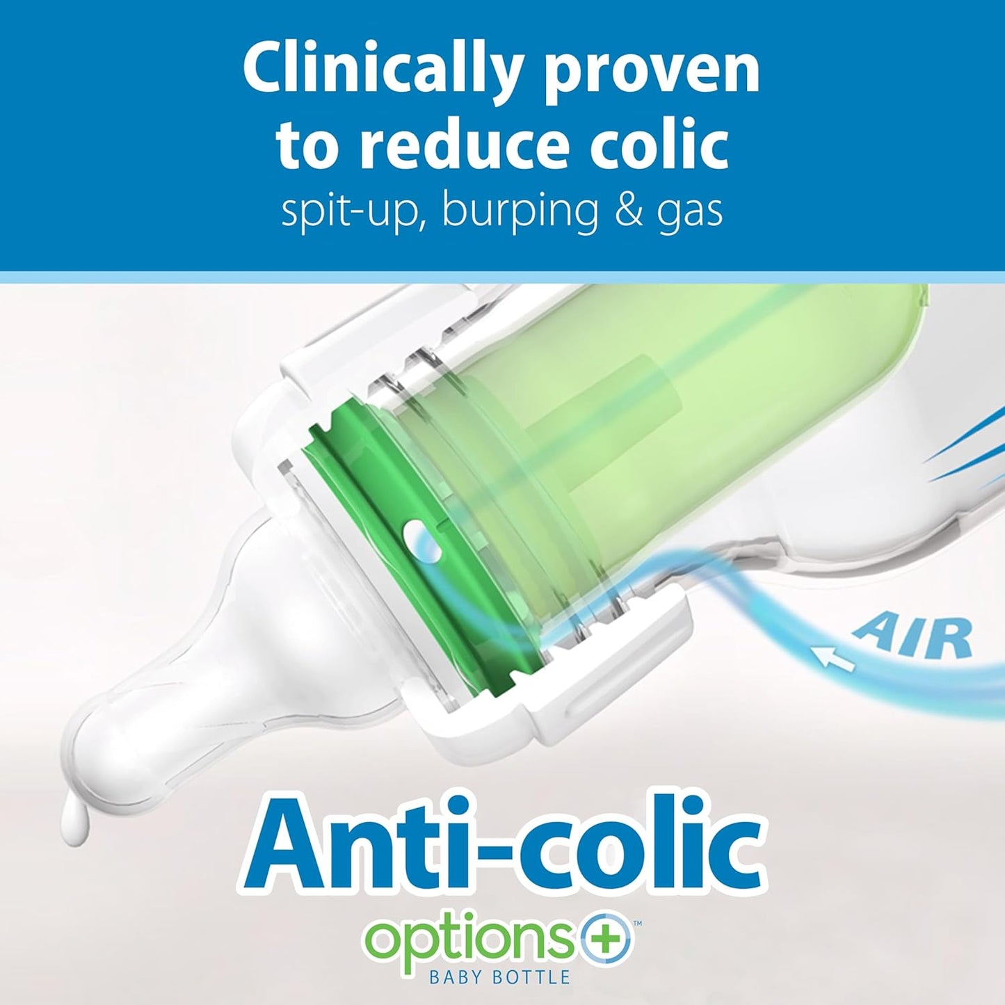 Dr. Brown’s Natural Flow® Anti-Colic Options+™ Narrow Baby Bottles 8 oz/250 mL, with Level 1 Slow