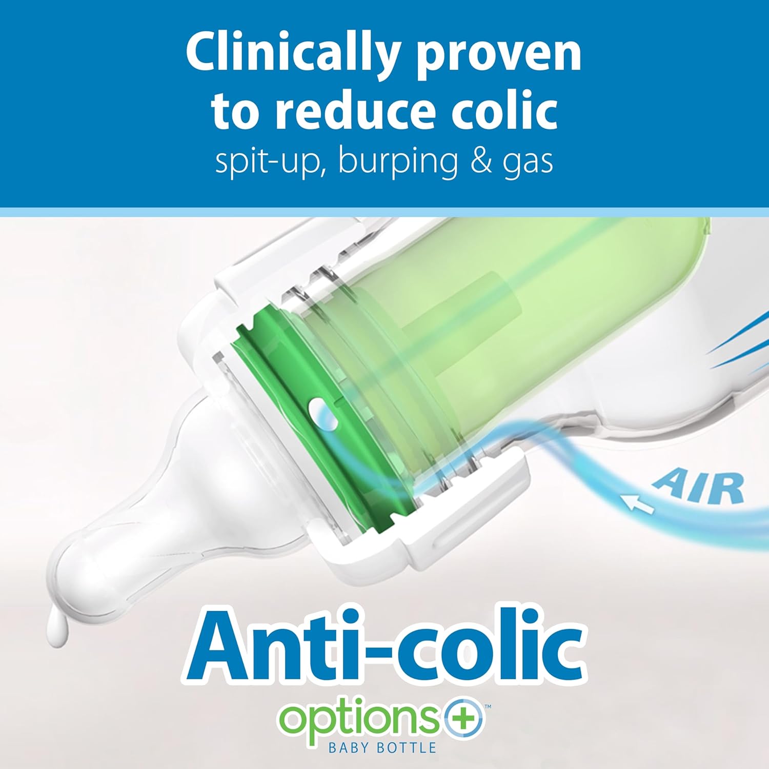 Dr. Brown’s Natural Flow® Anti-Colic Options+™ Narrow Baby Bottles 8 oz/250 mL, with Level 1 Slow