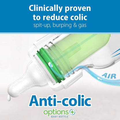 Dr. Brown’s Natural Flow® Anti-Colic Options+™ Narrow Baby Bottles 8 oz/250 mL, with Level 1 Slow