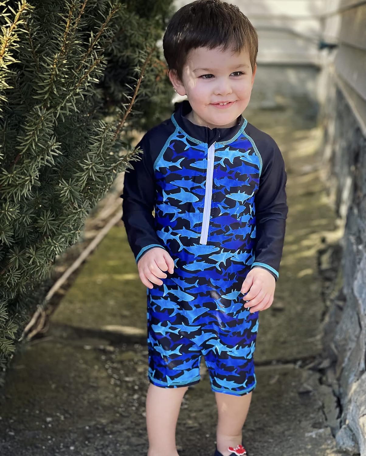 Funnycokid Baby Swimsuit Boy Toddler Bathing Suit Rash Guard UPF 50+ Swimwear 6 Months-4T