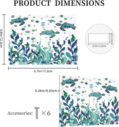 Decorative Switch Plates Vibrant Turtle Seagrass Watercolor Painting 3 Gang Wall Plate Triple Toggle Light Switch Cover Faceplate Electrical Wall Panels for Bathroom living Room Decor