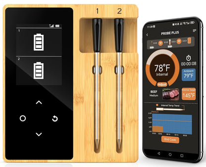 Smart Accurate Wireless Meat Thermometer - 2 Probes for BBQ, Smoking, Grilling, Cooking with