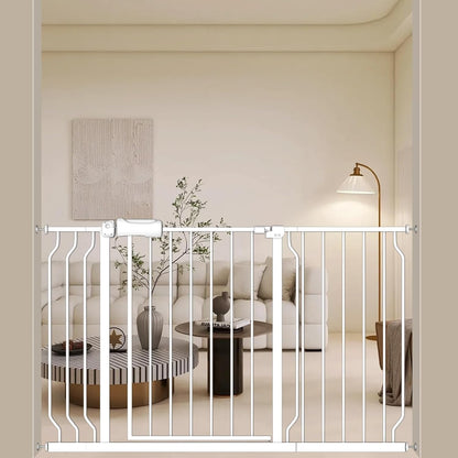 ALLAIBB Extra Wide Baby Gate Pressure Mount with Auto-Close, White Metal Safety Gate for Stairs & Doorways - Child Proof, Pet Barrier for Hallways, Kitchen, Living Room for 48.03-52.76 inch