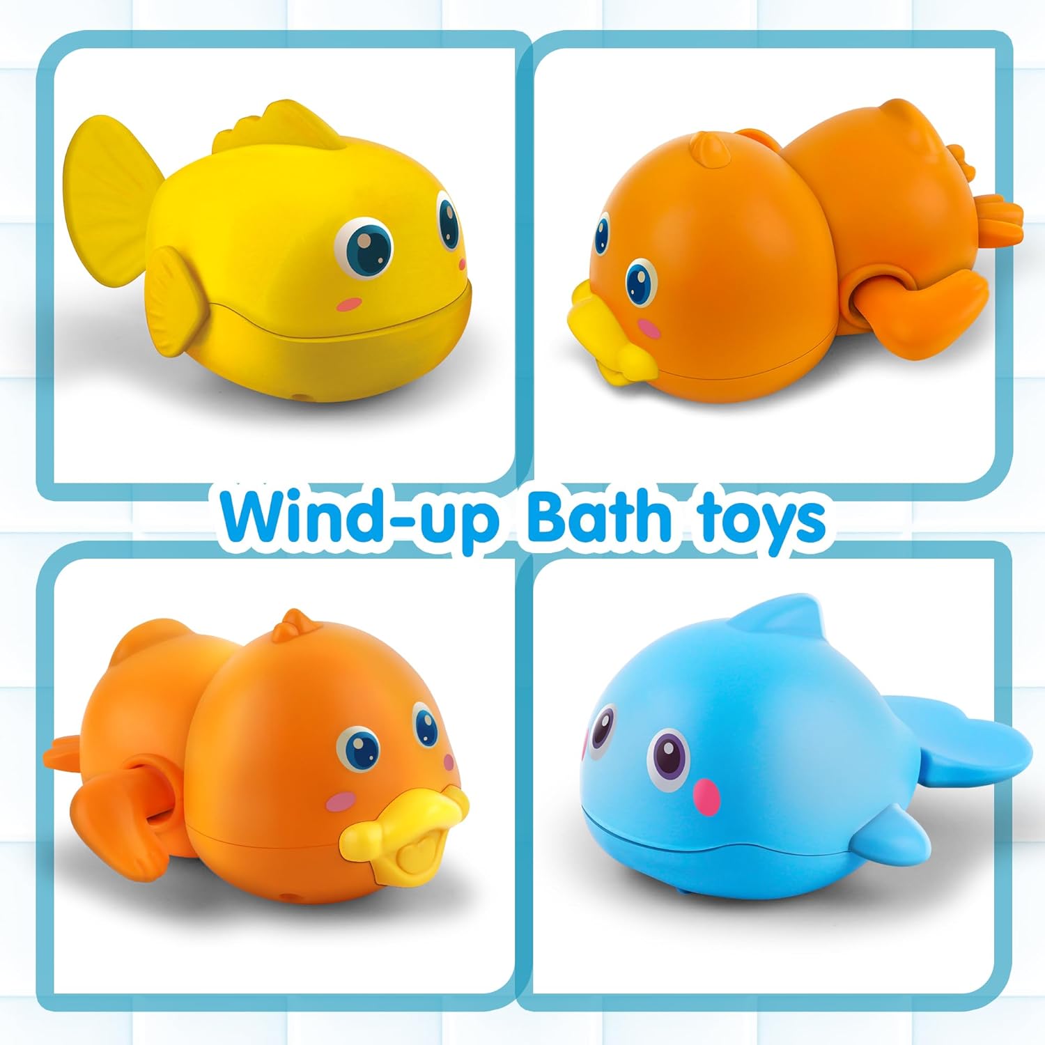 Dwi Dowellin Bath Toys for Toddlers, Magnetic Fishing Games Kids Bathtub Toys, Mold Free Wind-up