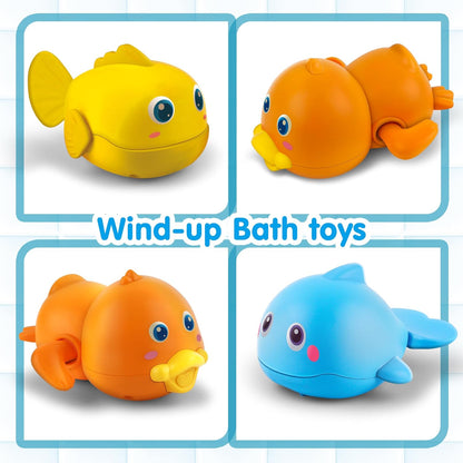 Dwi Dowellin Bath Toys for Toddlers, Magnetic Fishing Games Kids Bathtub Toys, Mold Free Wind-up