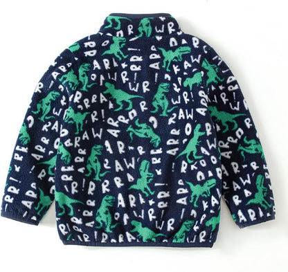 Kids Printed Polar Fleece Jacket Toddler Baby Boys Girls Autumn Winter Warm Sherpa Lining Outerwear Soft Lightweight
