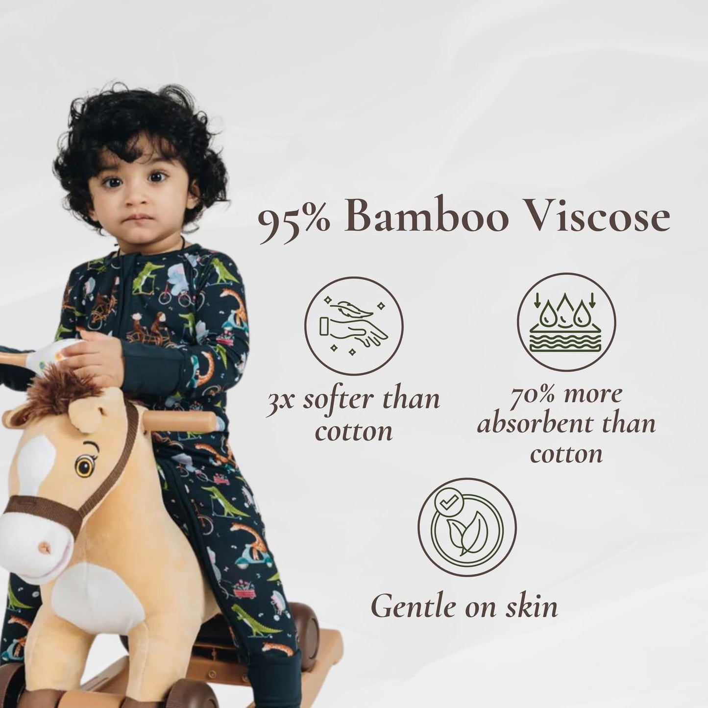 Baby Romper Long Sleeves for 3-24 Month Boys & Girls | 95% Bamboo Viscose Baby Rompers Two-Way Zipper Onesie