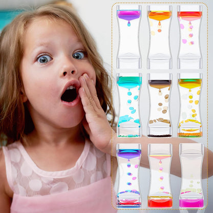 18 Pcs Liquid Motion Bubbler Timer Sensory Toys Colorful Hourglass Desktop Fidget Calming Toys for Autistic Children Stocking Stuffers for Kids