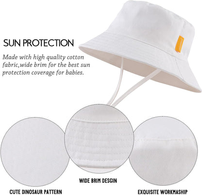 JANGANNSA Cotton Baby Sun Hat Infant Toddler Boys Girls Bucket Hats Summer Sun Protection Kids Beach Caps