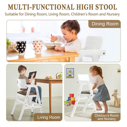 Solid Wood High Chair for Toddlers to Teens, Adjustable Height Toddler Dining Chair, Easy to Clean