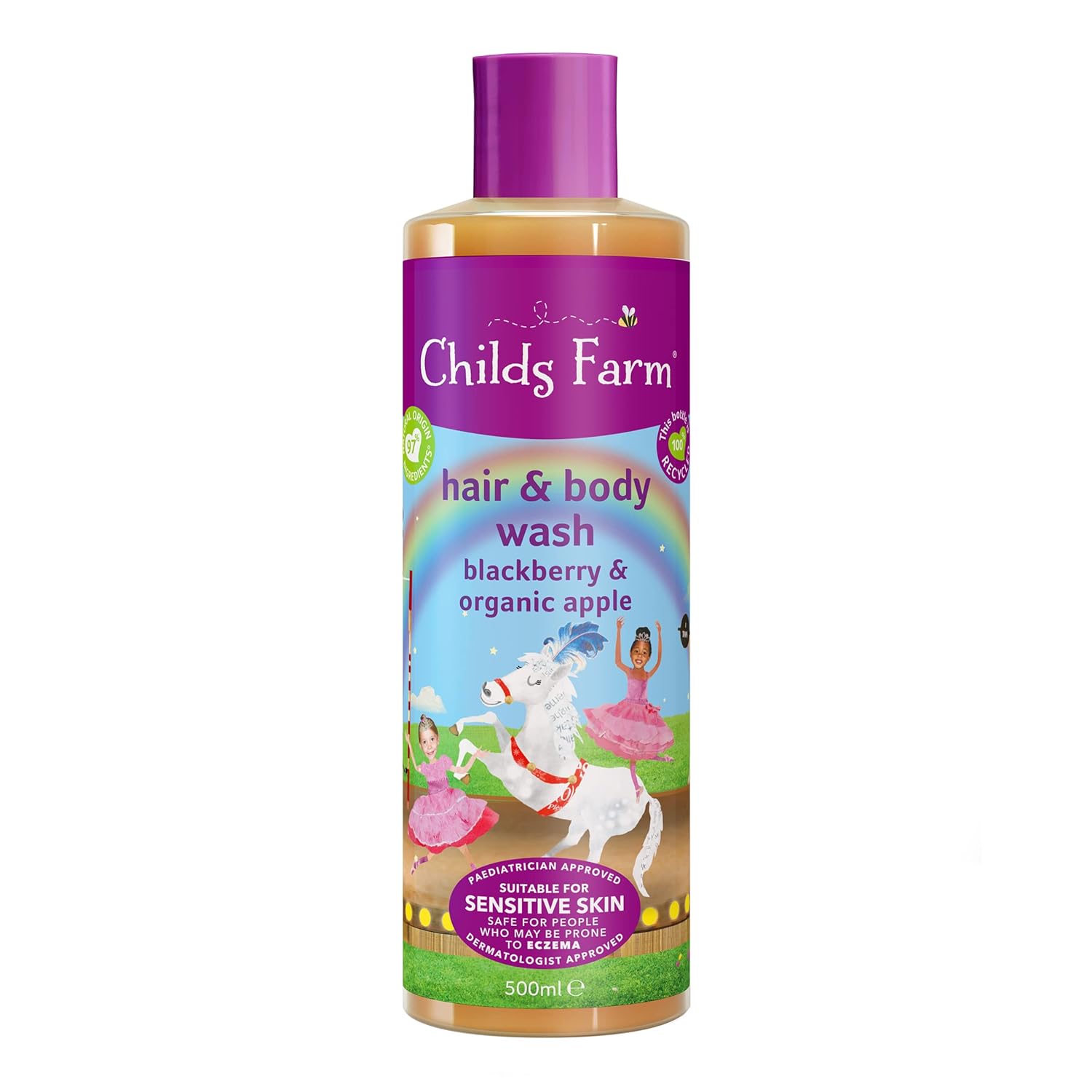 Childs Farm, Kids Hair & Body Wash for Dry, Sensitive Skin, Blackberry & Organic Apple, Gently