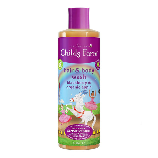 Childs Farm, Kids Hair & Body Wash for Dry, Sensitive Skin, Blackberry & Organic Apple, Gently