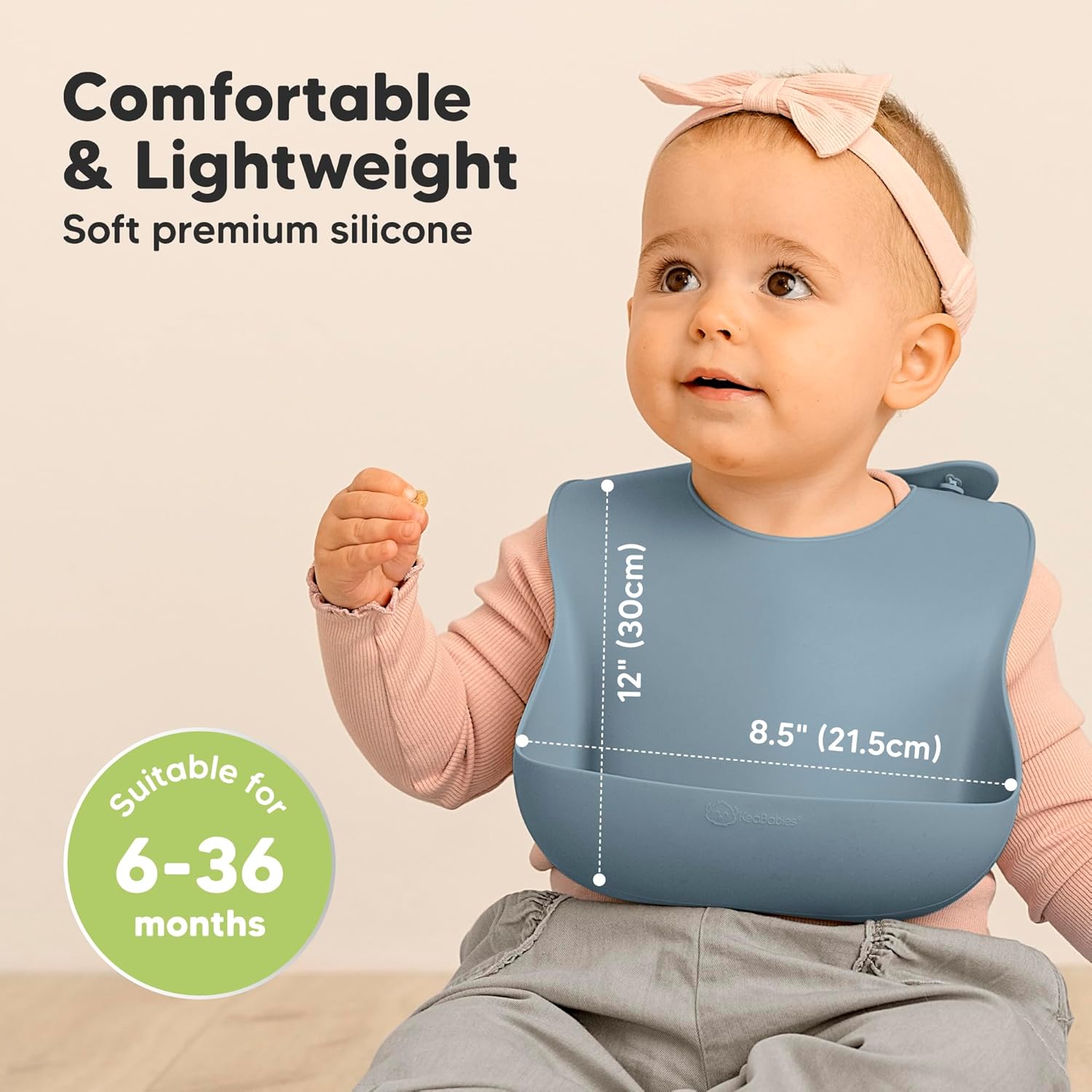 KeaBabies 2-Pack Silicone Baby Bibs for Eating - Sturdy Food-Grade Silicone Bibs for Babies Girl