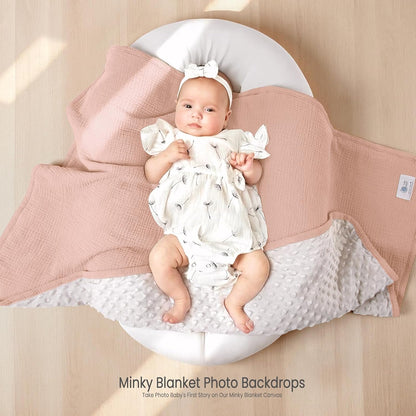 lulumoon Baby Blanket for Newborn Receiving: Minky Dot & Muslin Lightweight - Thermal Blanket Gift