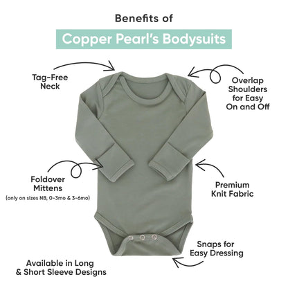 Copper Pearl Long Sleeve Bodysuit Baby: Ultra Soft Baby for Newborns, Boys, and Girls - Stylish, Comfortable, Overlap Shoulders, Premium Knit Fabric - 3-6 Months, Rufus