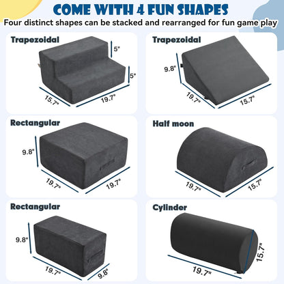 Jela Foam Blocks 6Pcs Soft Play Equipment Luxury Corduroy Fabric, Toddler Climbing Toys Indoor Soft Play for Toddlers