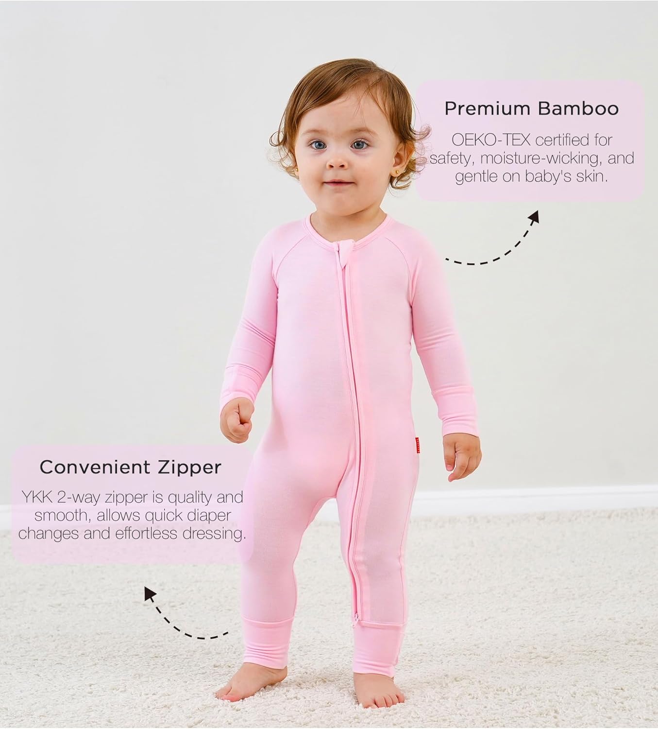 Baby One-Piece Romper Footless Bamboo Viscose Pajamas Sleepers for Baby Boys and Girls