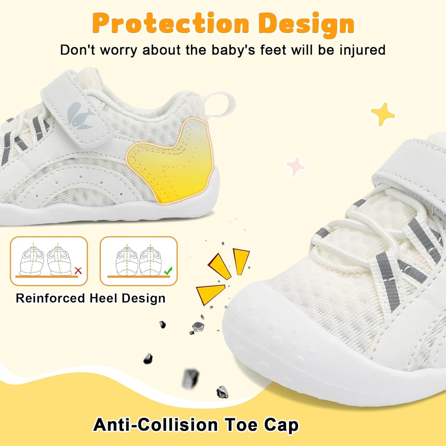 FEETCITY Wide Baby Shoes Boys Girls Baby Barefoot Shoes Breathable Infant Walking Shoe Crib Sock Shoe Toddler Sneakers Flexible