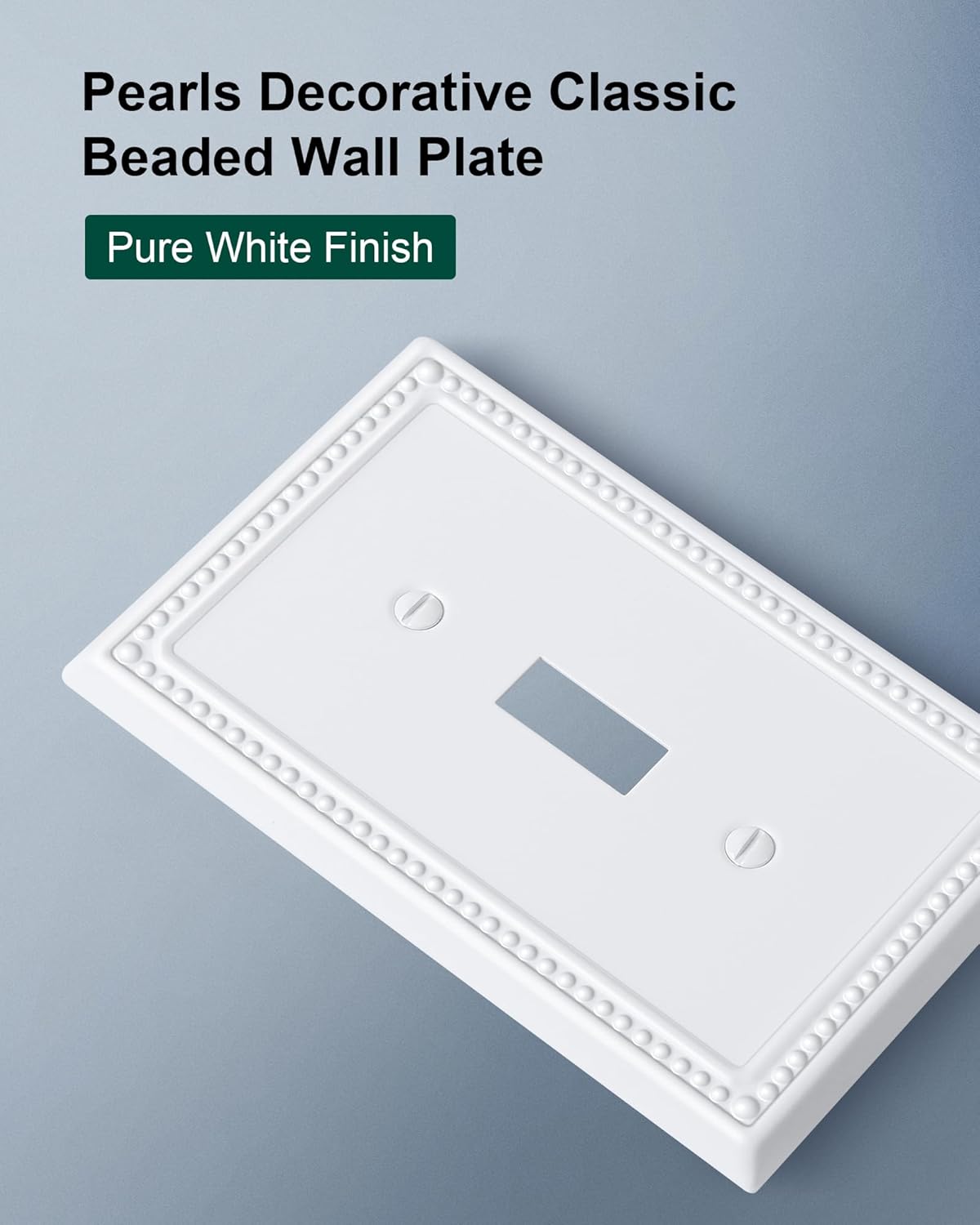 6-Pack Single Toggle Light Switch Cover Plate, Pearls Decorative Switch Plate Covers, Pure White 1