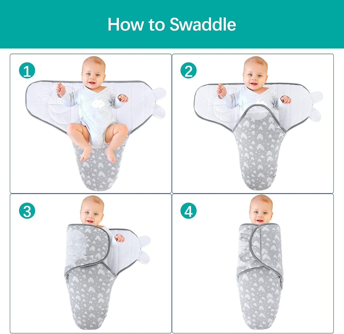 Biloban Baby Swaddles 0-3 Months for Boy Girls, Warm Quilted Baby Swaddle, Newborn Swaddle