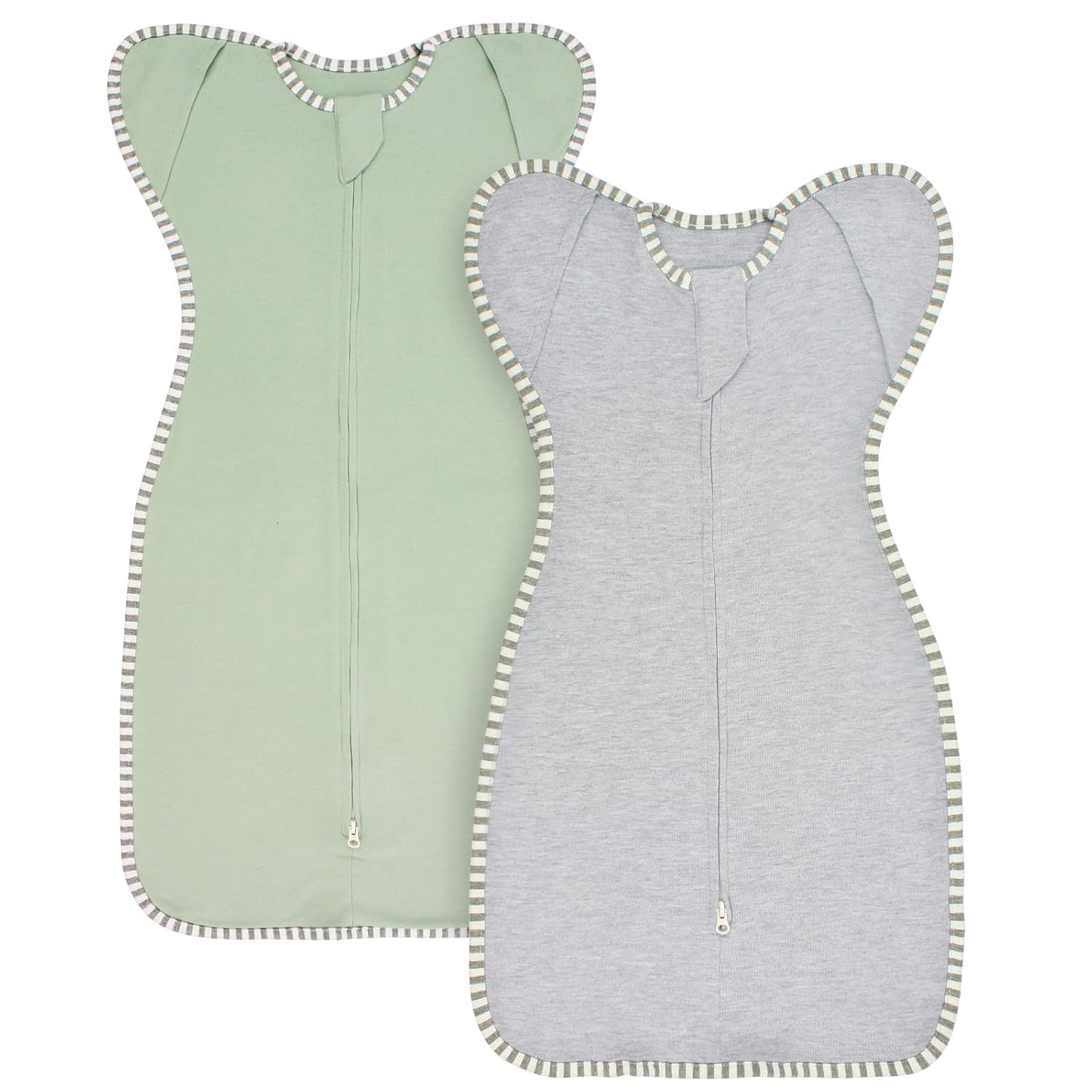 Transition Swaddles for Newborns Sleep Sack 0-3 Months Arms Up Swaddle Arms in/Out 2-Way Zipper 100% Cotton, 0.8 Tog Newborn Swaddle Sack for Boy Girl, 2-Pack (Small 5-14lbs)