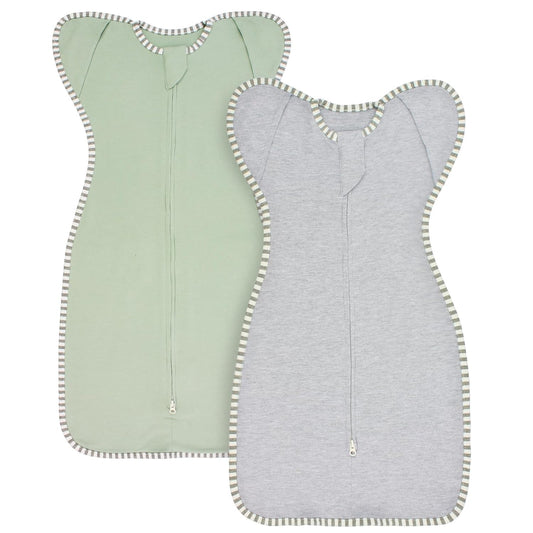 Transition Swaddles for Newborns Sleep Sack 0-3 Months Arms Up Swaddle Arms in/Out 2-Way Zipper 100% Cotton, 0.8 Tog Newborn Swaddle Sack for Boy Girl, 2-Pack (Small 5-14lbs)