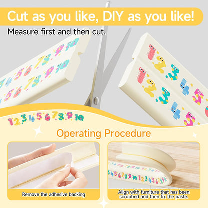 Edge Protector for Baby 6.5ft Soft Protective Foam Cushion Furniture Edge and Corner Guards Baby Child Proofing Cartoon Digital Pattern Odorless Safe for Table,Fireplace,Countertop