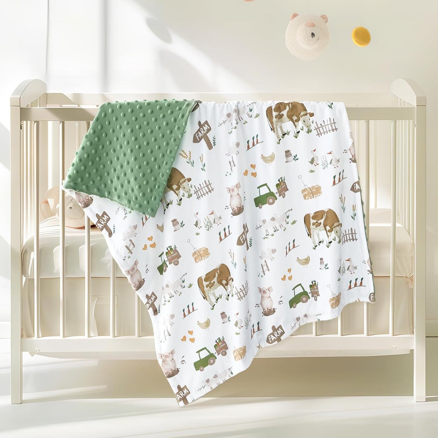 HOMRITAR Baby Blanket for Boys Girls Soft Plush Minky Toddler Blanket with Double Layer Dotted