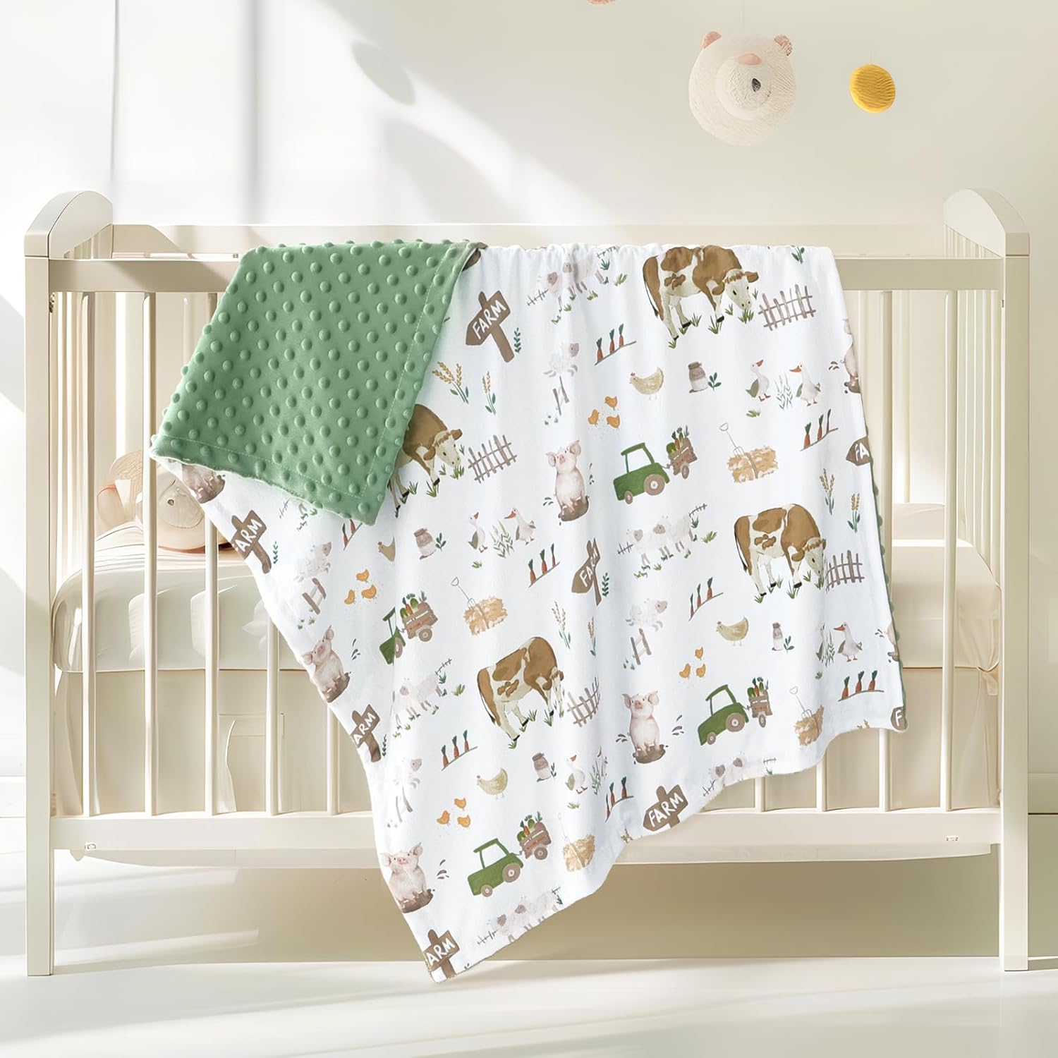 HOMRITAR Baby Blanket for Boys Girls Soft Plush Minky Toddler Blanket with Double Layer Dotted