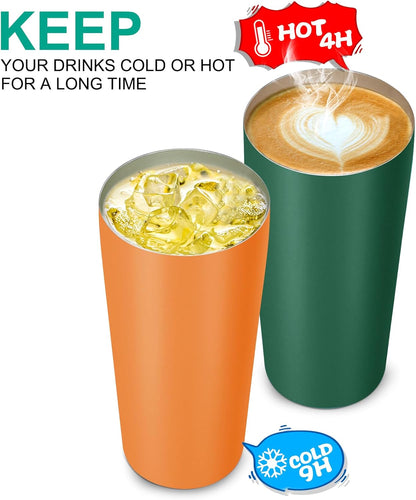 VEGOND 20oz Tumbler Stainless Steel Tumbler with Lid And Straw Vacuum Insulated Double Wall Travel Coffee Mug(orange package 6)