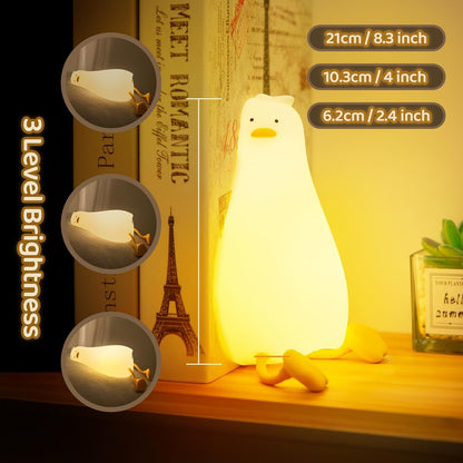 Existential Crisis Duck Lamp - 3-Level Dimmable Rechargeable Night Light for Kids Breastfeeding & Nursery | Silicone, Touch Control & Lying Flat Design, Toddler Room Safe (Ducky Lay Lamp)