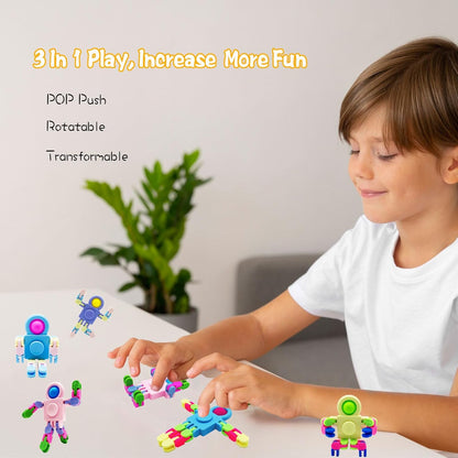 Transformable Fidget Spinners for Kids and Adults, 4 Pack Fidget Toys for Teens Anxiety, Sensory Toys for Autism ADHD Stress Relief, Gift Party Favors for Boys Girls, Random Color