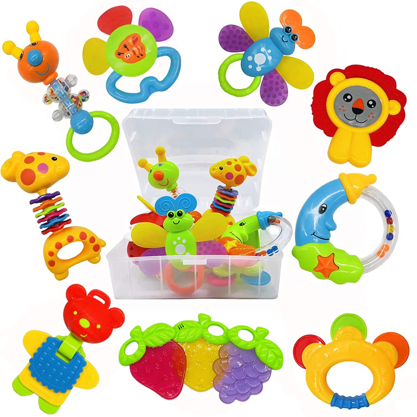 AIVIAI Baby Toys 0-6 Months Infant Toys 0-3 Months Infant Rattles Baby Rattle Teether Toy Set with