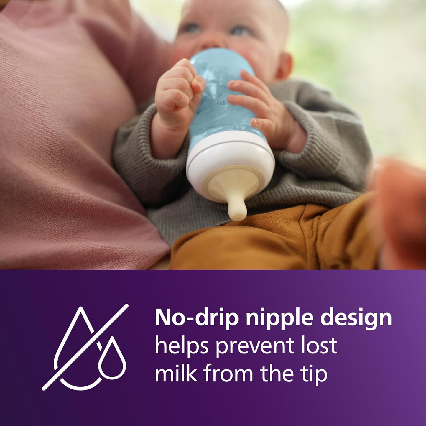 Philips Avent Natural Baby Bottles with Natural Response Nipples (Medium Flow, Flow 3), 9oz, Blue