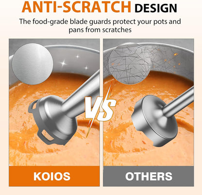 KOIOS Immersion Blender, 1000W Anti-scratch 3-in-1 Hand Blender, Upgraded 12 Speed Stainless Steel