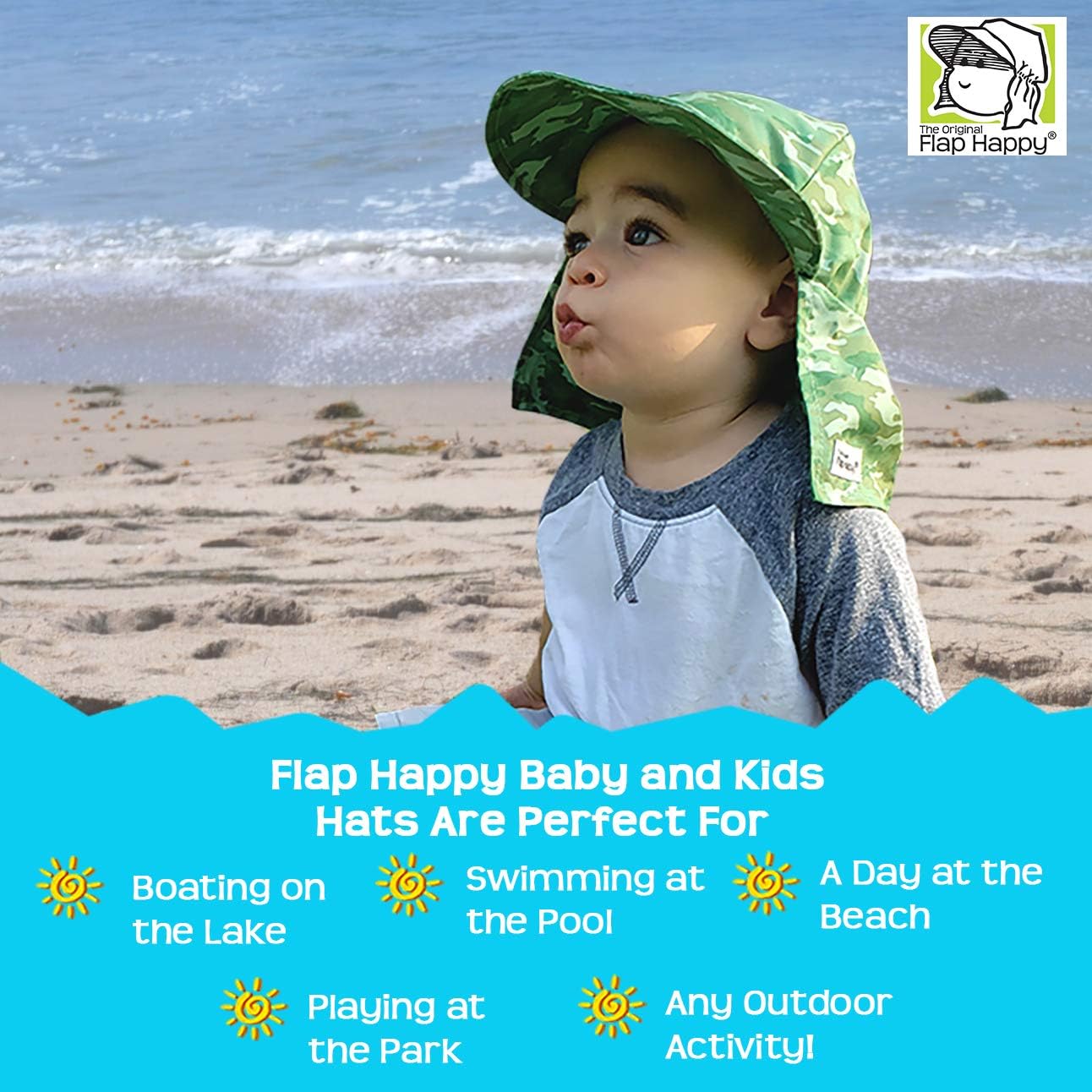 Baby Sun Hat | Toddler Hat with Flap to Protect Kids from Sunburn| UPF 50+ Highest Certified UV Sun Protection | Navy, Medium