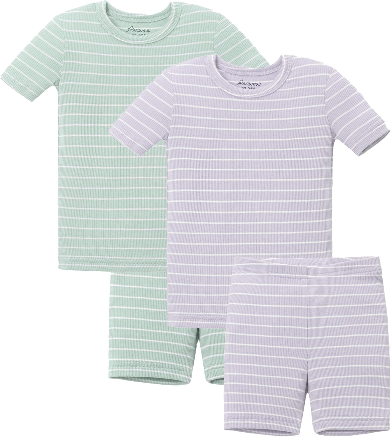 AVAUMA Stripe Pattern Baby Boys Girls Pajama Set Kids Toddler Snug fit Ribbed Sleepwear pjs for Daily Life Style