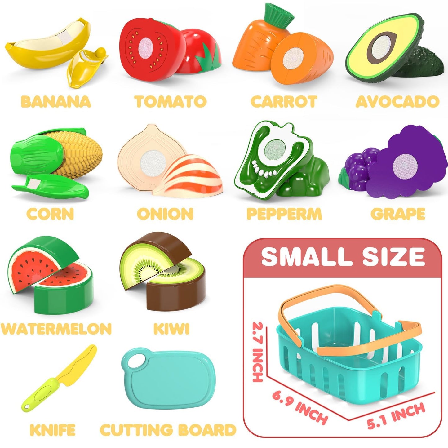 Cutting Play Food Toys for Kid, Pretend Play Kitchen Accessories, Fake Food