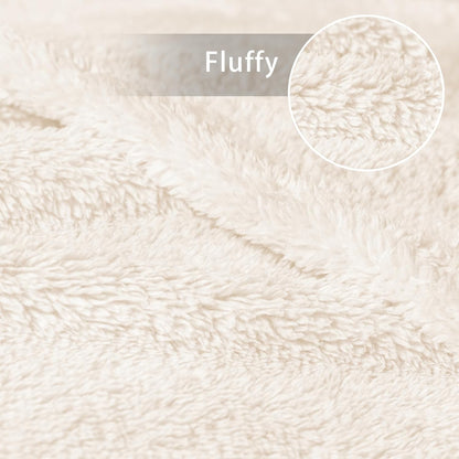 Exclusivo Mezcla King Size Flannel Fleece Blanket, Super Soft Velvet Plush Bed Blanket, Fuzzy Cozy and Warm for All Seasons, 90x104 Inches, Ivory