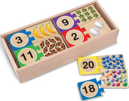 Melissa & Doug Self-Correcting Wooden Number Puzzles with Storage Box (40 pcs)